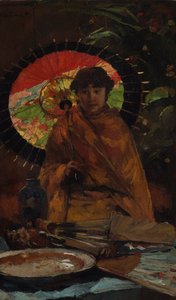 Niña con parasol japonés de Willem de Zwart